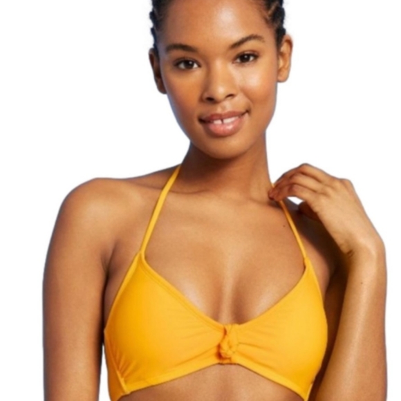Juniors' sexy Knot-front Bralette Bikini Top tie back Xhilaration Mango Orange - Picture 3 of 6